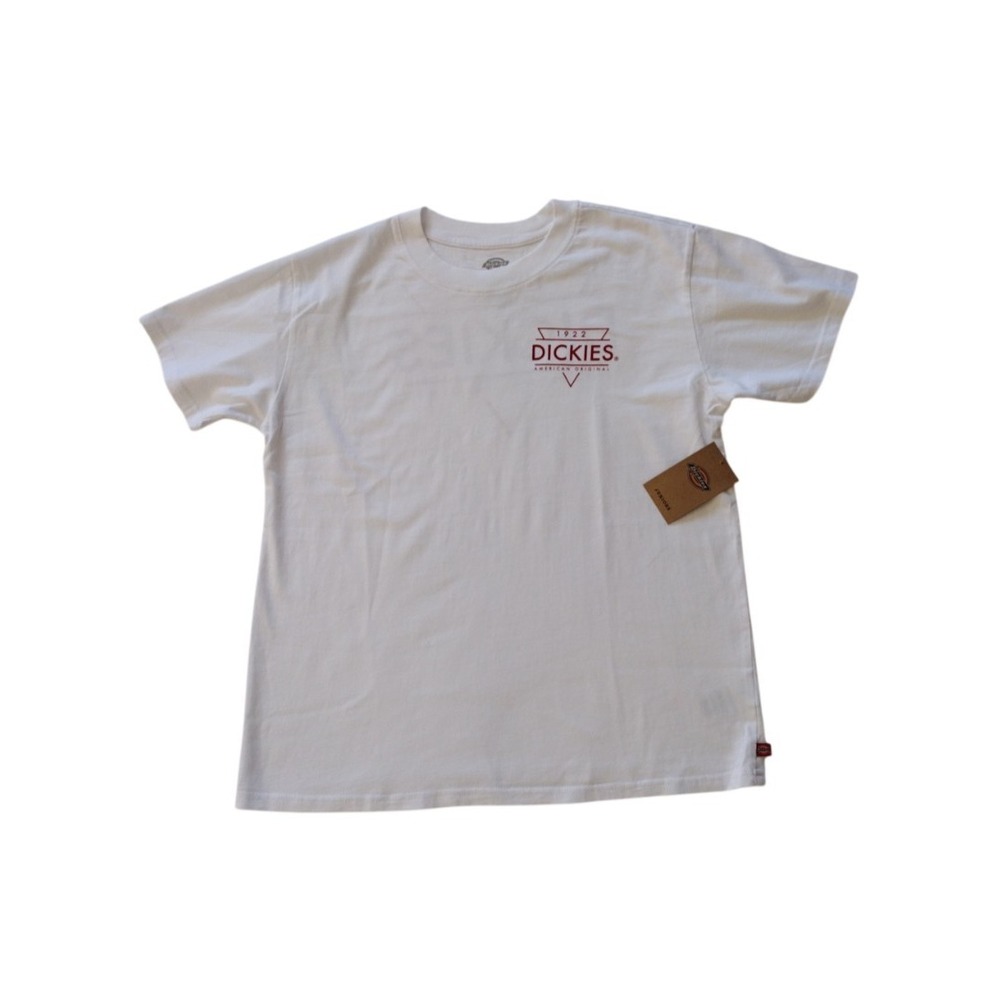 DICKIES T Shirt Man's L White Cotton Short Sleeve Logo Juniors Graphic Crew Neck